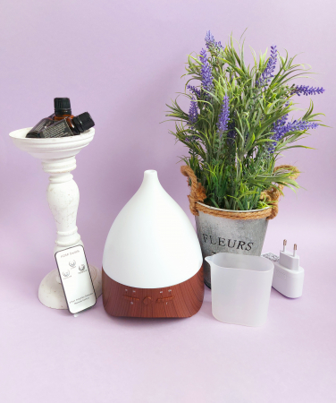 Umidificator Aromaterapie Lampa de veghe cu telecomanda Optimus AT Home™ 2028 rezervor 300ml, cu ultrasunete, 25-30m², purificator aer, dark wood [4]