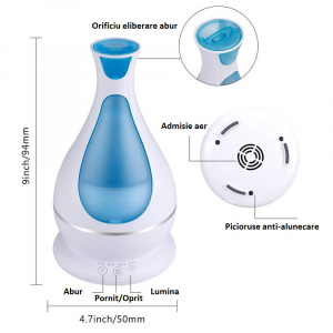 Umidificator Aromaterapie Lampa de veghe Optimus AT Home™ 1818 cu ultrasunete, 25m², purificator aer, difuzor, rezervor 400ml, white [2]