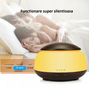 Umidificator Aromaterapie Lampa de veghe Optimus AT Home™ 1850 rezervor 300ml, ultrasunete, 20-30m², purificator aer, difuzor, dark wood [2]