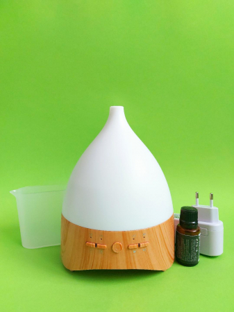 Umidificator Aromaterapie Lampa de veghe white noise Optimus AT Home™ 2028 rezervor 300ml, cu ultrasunete, 25-30m², purificator aer, light wood