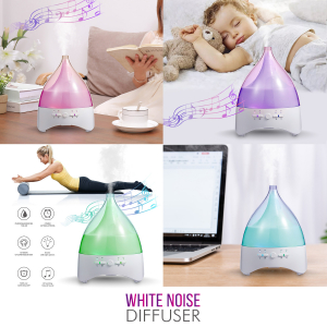 Umidificator Aromaterapie Lampa de veghe white noise Optimus AT Home™ 2028 rezervor 300ml, cu ultrasunete, 25-30m², purificator aer, alb [3]