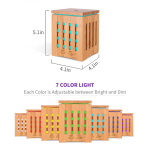 Difuzor din bambus, rezervor de 200ml, cu ultrasunete, pentru incaperi 20-25m², purificator aer, dark wood [2]