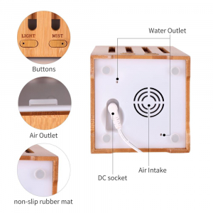 Difuzor din bambus, rezervor de 200ml, cu ultrasunete, pentru incaperi 20-25m², purificator aer, dark wood [3]