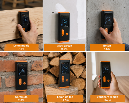 Umidometru digital inductiv YITANGTEC YT301, fara pini, pentru lemn, zidarie si pereti, LCD iluminat, alarma umiditate, adancime detectie 19 mm [11]