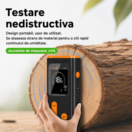 Umidometru digital inductiv YITANGTEC YT301, fara pini, pentru lemn, zidarie si pereti, LCD iluminat, alarma umiditate, adancime detectie 19 mm [18]