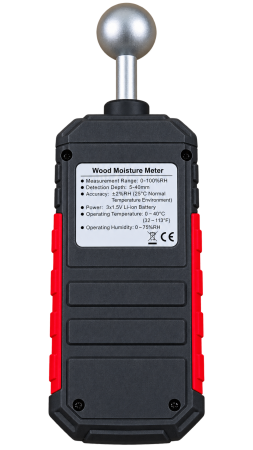 Umidometru lemn fara contact Optimus AT 637 – detector digital de umiditate 0–100% RH, adâncime 5–40 mm [2]