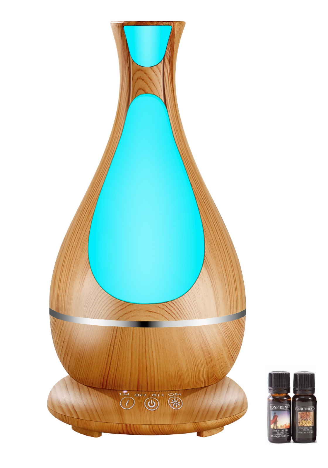 Umidificator Aromaterapie Lampa veghe Optimus Home™ 1818 cu ultrasunete, 25m², purificator aer, difuzor, rezervor 400ml, light wood