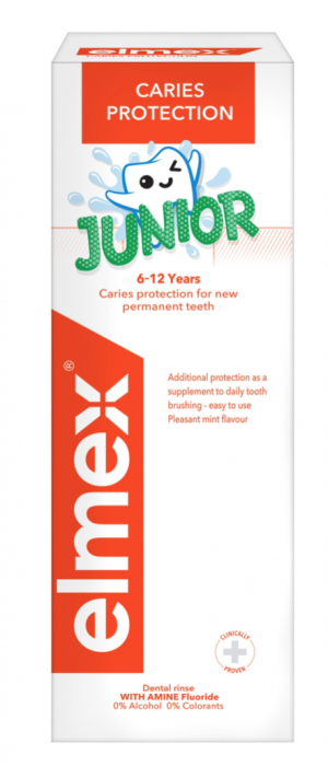 Apa de gura pentru copii elmex Junior, varsta 6-12 ani, pentru protectie anticarie, 400 ml [1]