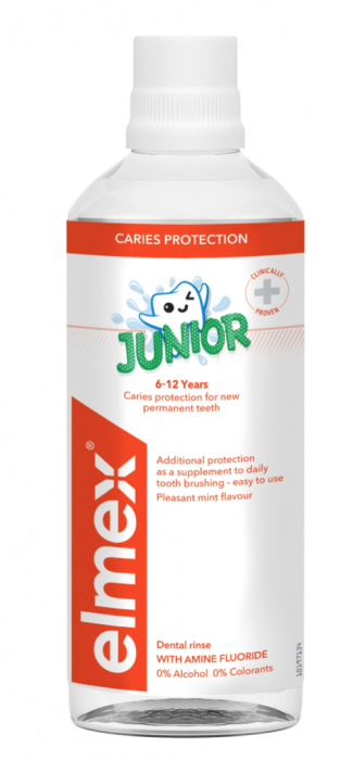 Apa de gura pentru copii elmex Junior, varsta 6-12 ani, pentru protectie anticarie, 400 ml [2]