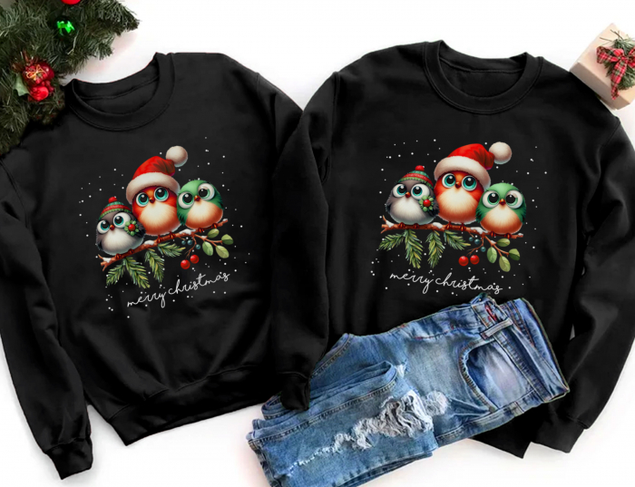 Bluze Cuplu Christmas Birds [1]