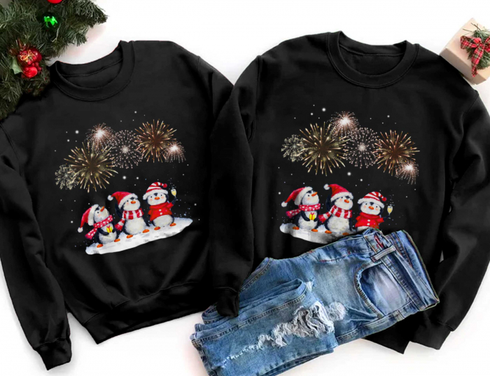 Bluze Cuplu New Year Penguins [1]