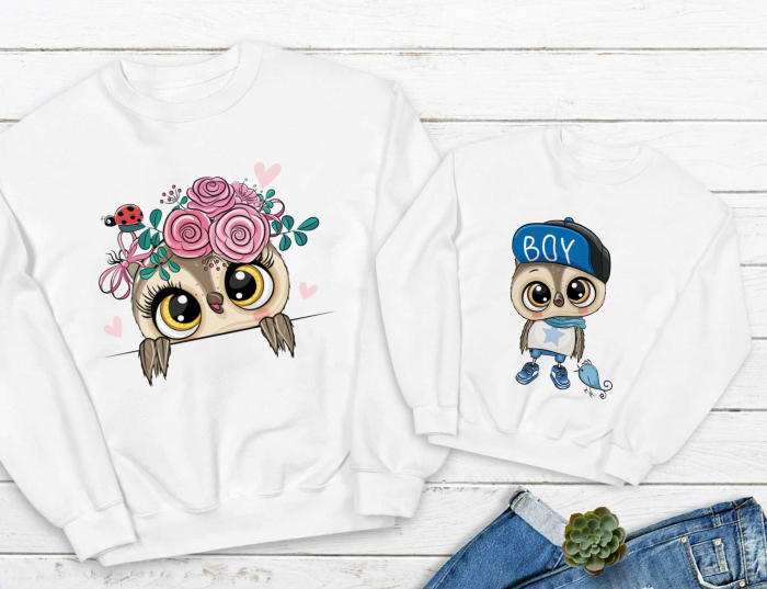 Bluze Mama Copil Blue Owls [1]
