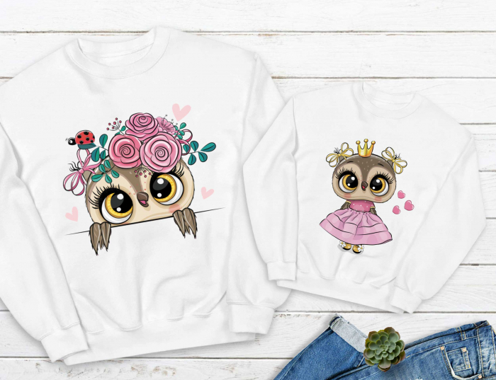 Bluze Mama Copil Pink Owls [1]