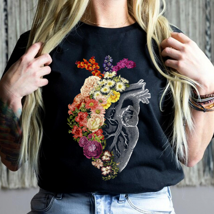 Tricou Negru Blooming Heart [1]