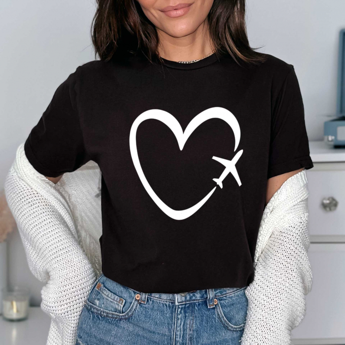 Tricou Negru Airplane Heart [1]