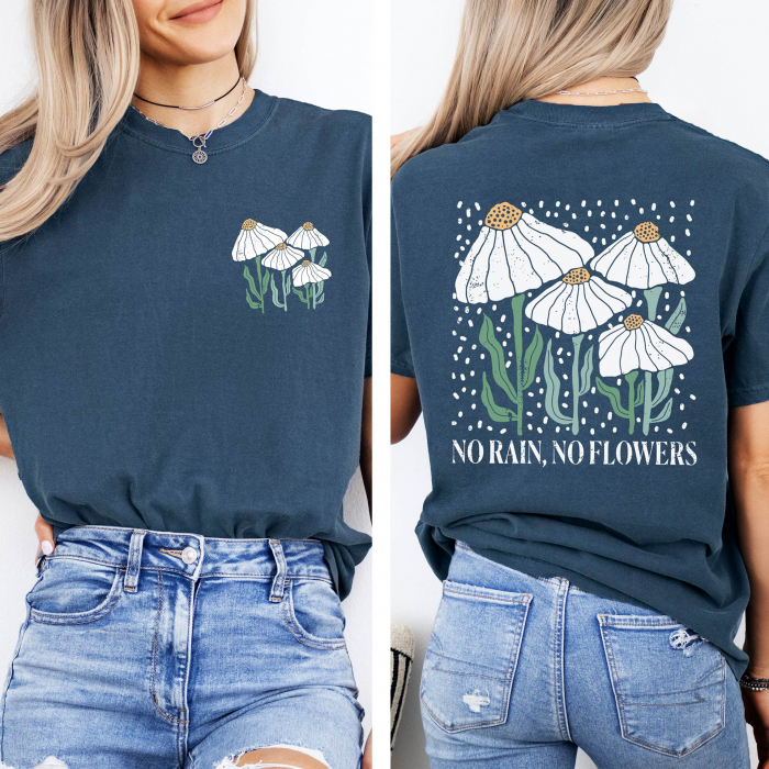Tricou Relaxed Fit Rain Flowers [1]