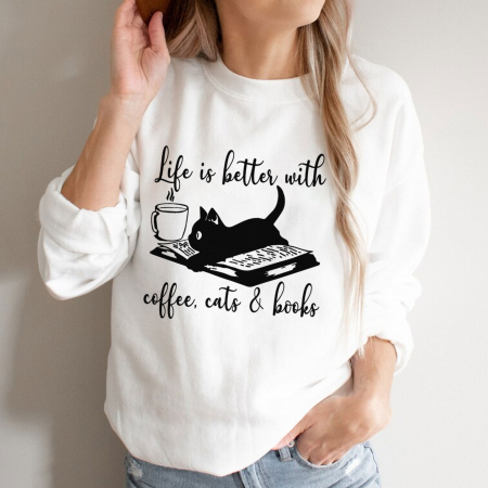 Bluze - Bluza Coffee Cats Books