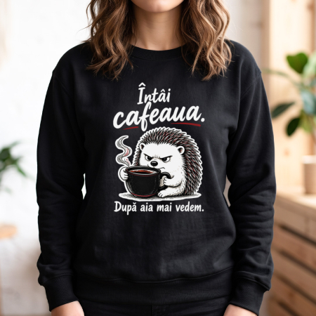 Bluze - Bluză Întâi cafeaua – Negru, vedere frontală