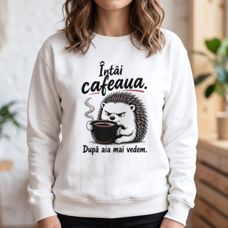 Bluze - Bluză Întâi cafeaua – Off-white, vedere frontală