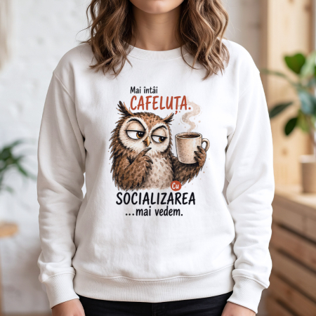 Bluze - Bluză Socializarea după cafea – Off-white, vedere frontală