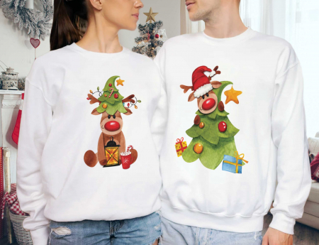 Seturi Craciun - Bluze Cuplu Rudolph Tree