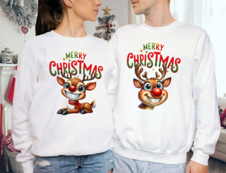 Seturi Bluze - Bluze Cuplu Smiley Deer