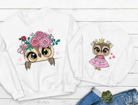 Seturi Mama Copil - Bluze Mama Copil Pink Owls