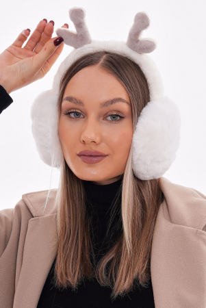 Accesorii - Casti Pufoase Ren Ecru