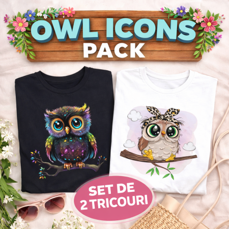 Animale - Set 2 Tricouri Owl Icon Pack
