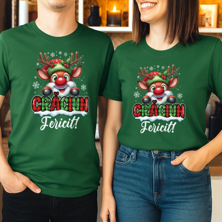 Seturi Tricouri - Set Cuplu Renul Festiv