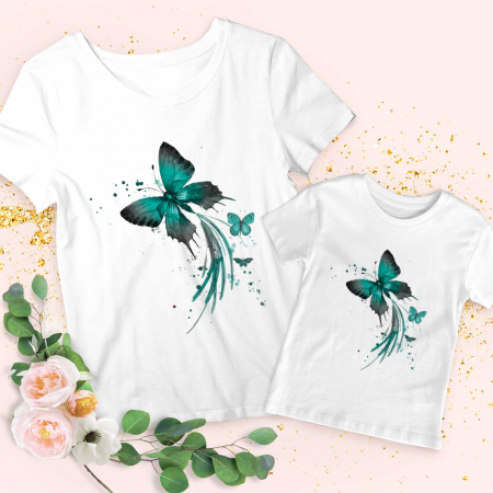 Seturi Tricouri - Set Green Butterflies