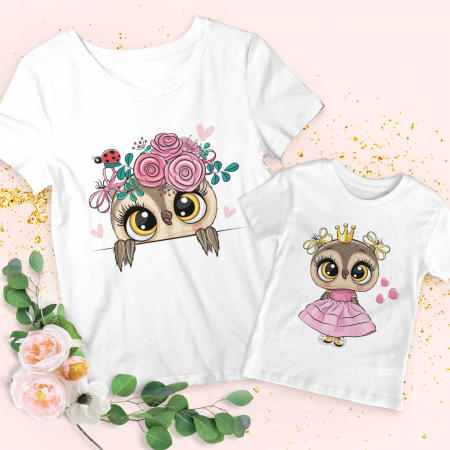 Seturi Mama Copil - Set Pink Owls