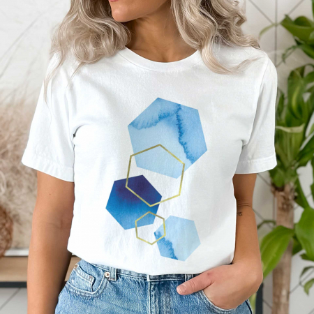 Abstract - Tricou Blue Geometry