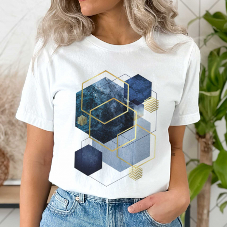 Abstract - Tricou Blue Shapes