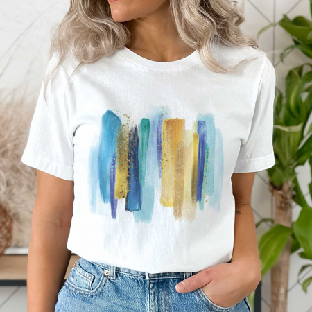 Abstract - Tricou Blue Strokes