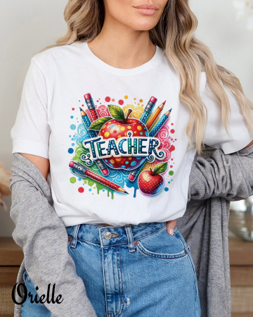 De Scoala - Tricou Colorful Teacher