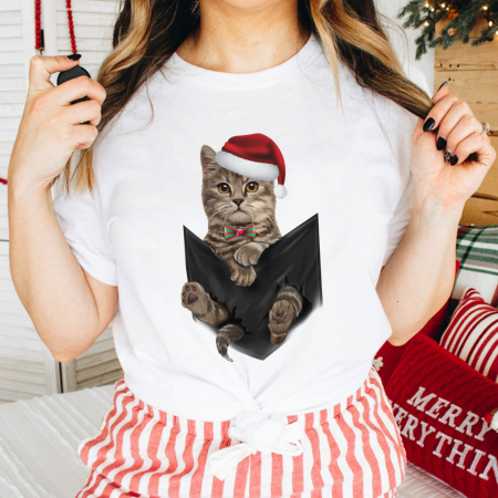 Craciun - Tricou Festive Cat Christmas