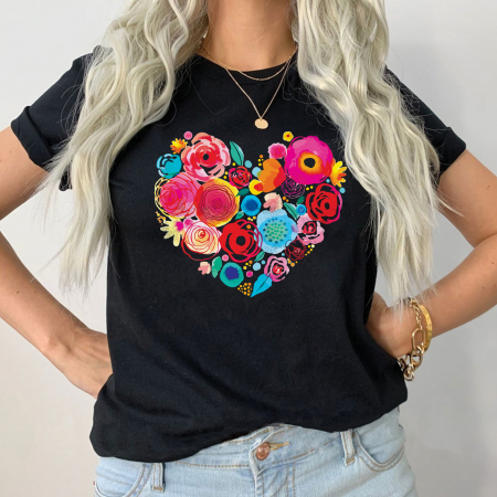 Heart - Tricou Negru Exotic Heart