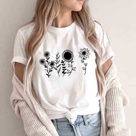 Flori - Tricou Black Flowers