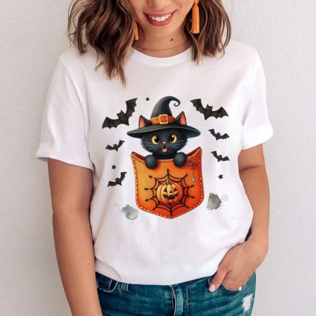 Tricouri Toamna - Tricou Halloween Cat