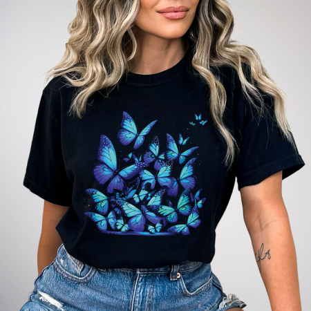 Primavara - Tricou Cobalt Butterflies