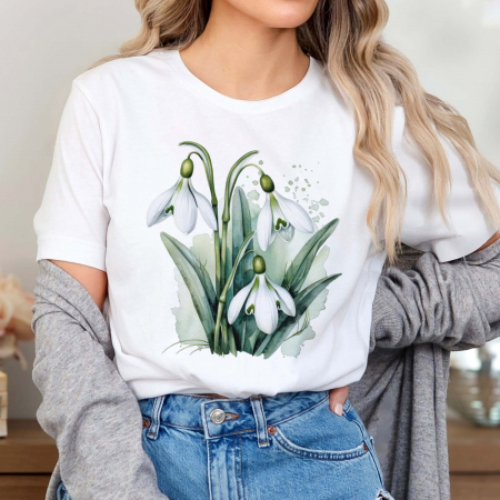 Primavara - Tricou Green Snowdrop