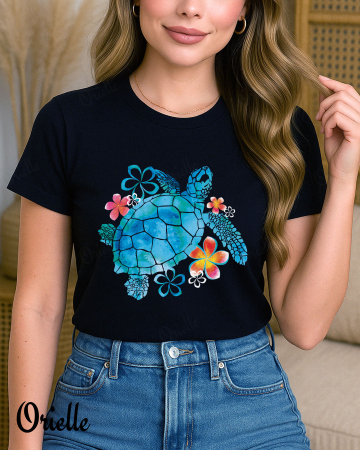 Vara - Tricou Negru Aloha Turtle