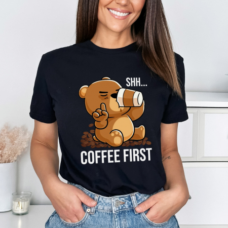Animale - Tricou Negru Coffee Bear
