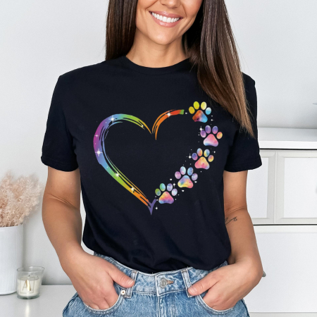 Animale - Tricou Negru Colorful Heart