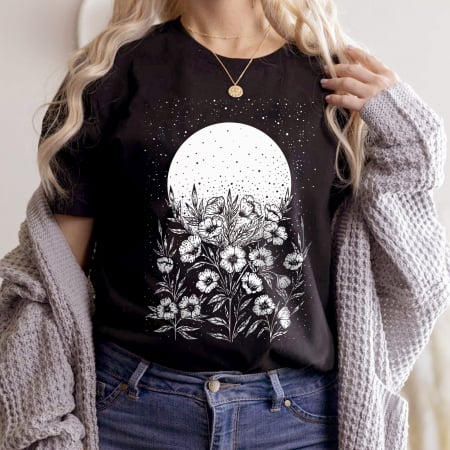Moon - Tricou Negru Garden Night
