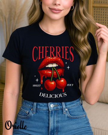 Vara - Tricou Negru Delicious Cherry