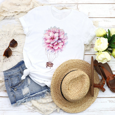 Flori - Tricou Pink Flower Balloon