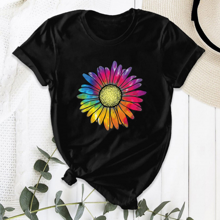 Flori - Tricou Negru Happy Flower