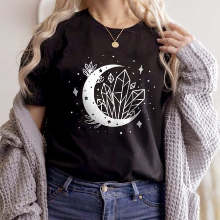 Moon - Tricou Negru Cristals
